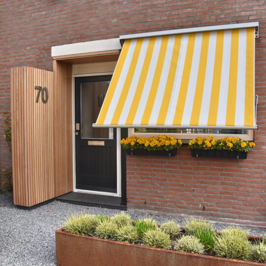 T501 Tibelly zonneschermdoek geel met wit